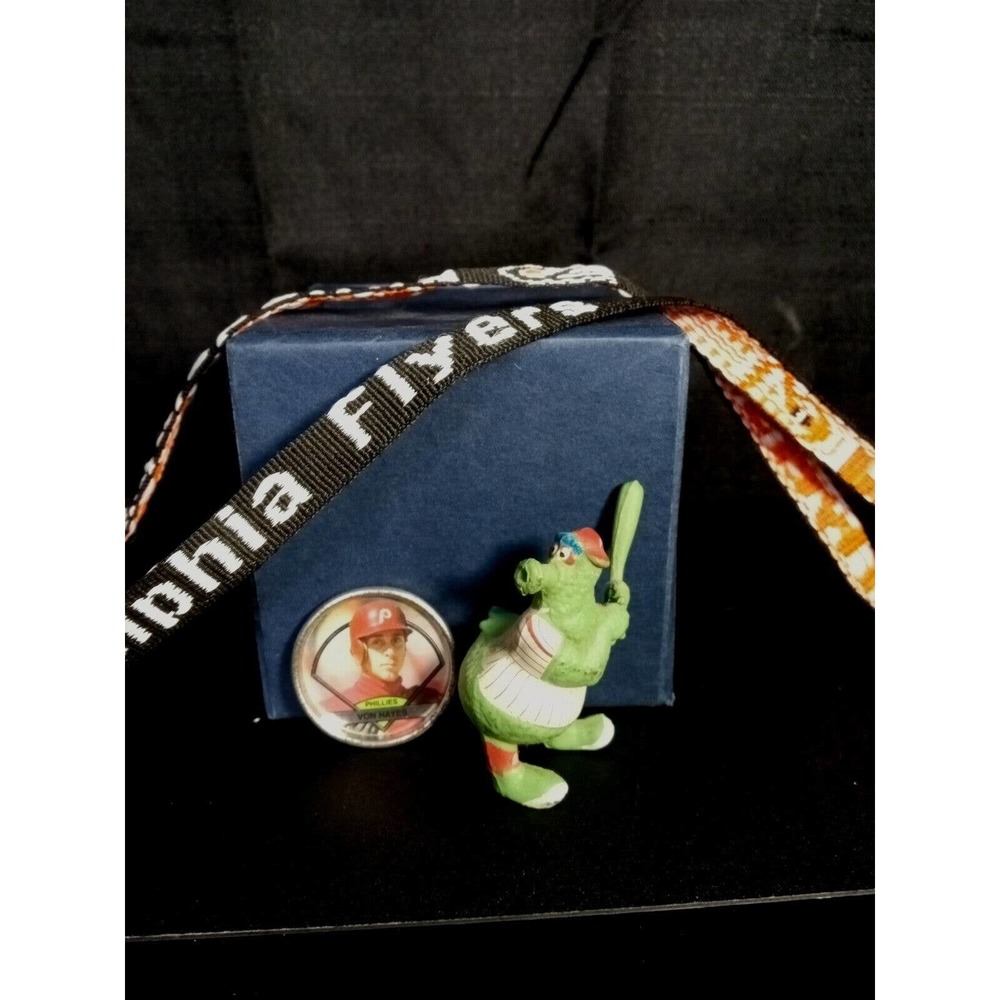 Philadelphia Phillies Philly Phanatic 2.5" Figure 1987, Topps coin Hayes, Flyers